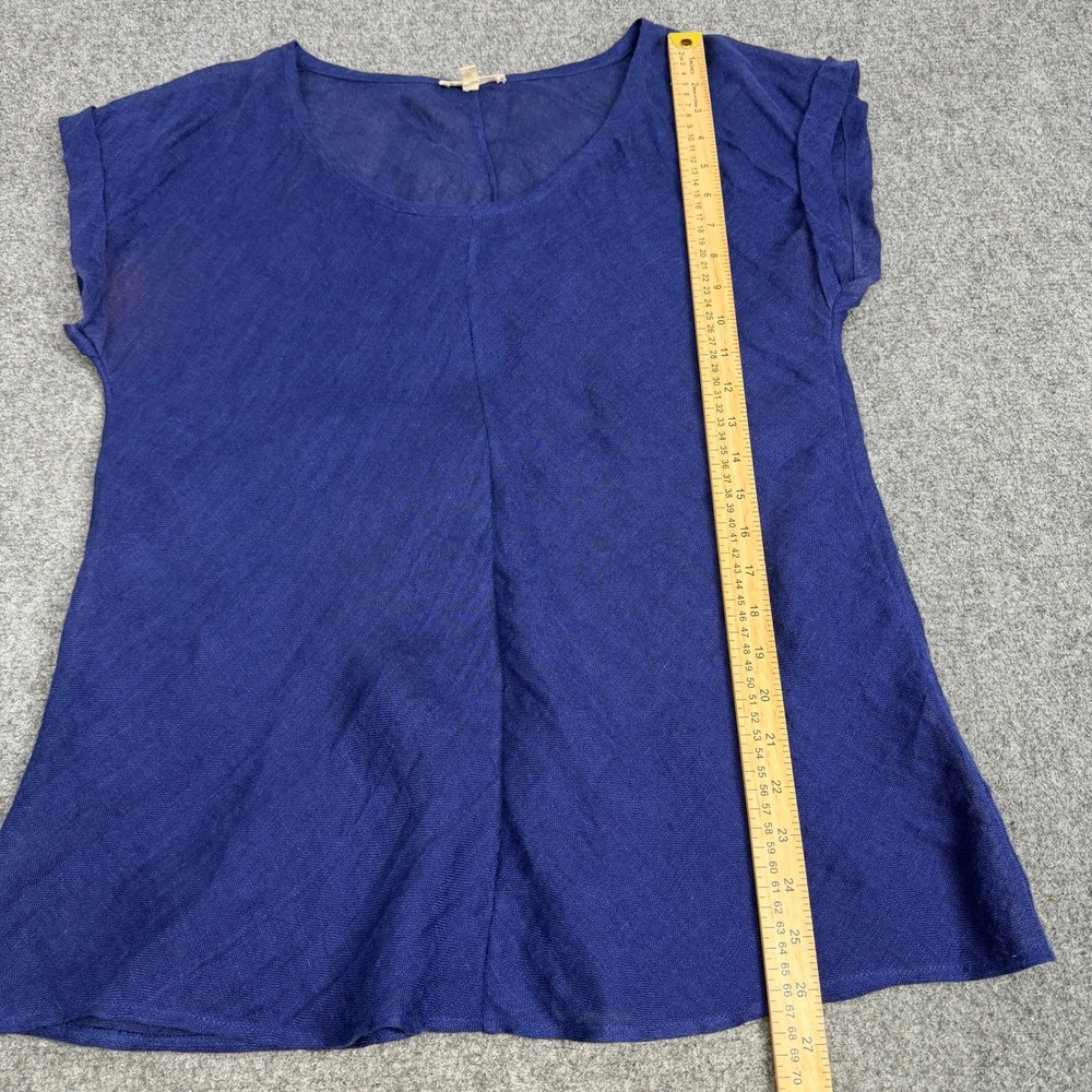 Eileen Fisher 100% Linen Scoop Neck Short Sleeve Top Coastal Minimalist Size L - Picture 8 of 8